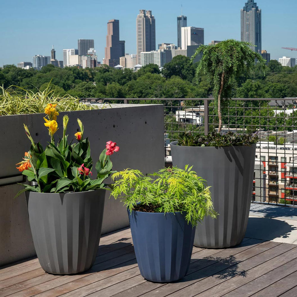 Crescent Garden Pleat Modern Planter in Slate