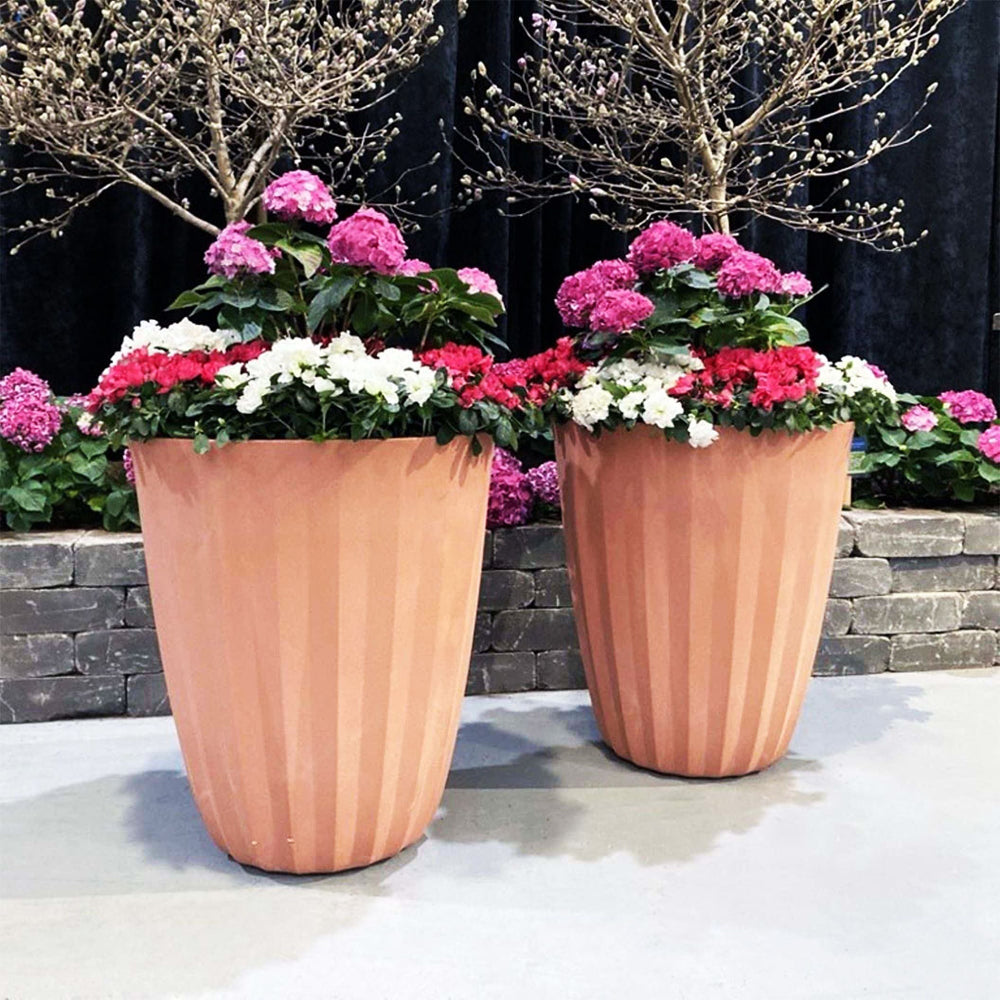 Crescent Garden Pleat Modern Planter in Weathered Terracotta